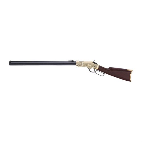 Entdecke das limitierte Henry Deluxe 44-40 WCF, mit nur 2.500 Stück, handverlesenen Rosenholz-Schaft und einem kunstvoll gravierten Receiver.