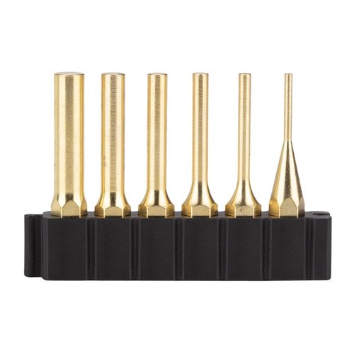 Das BRASS PIN PUNCH SET von FIX IT STICKS enthält 6 präzise Pin Punches in verschiedenen Größen, ideal für die Verwendung mit 1/4