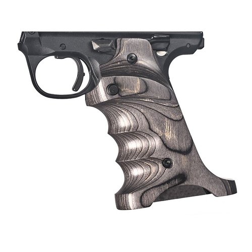 Die LAMINATE GRIPS für Ruger Mark IV 22/45 bieten Daumen- und Fersenauflage sowie Fingerkerben für einen entspannten, stabilen Halt. CNC-gefräst aus laminiertem Holz.