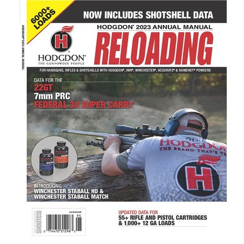 Das 2023 Hodgdon Annual Manual bietet dir aktuelle Informationen zu über 55 Gewehr- und Pistolenpatronen sowie über 1.000 12 Gauge Ladungen!