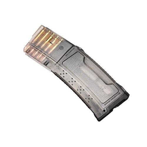 Das Strike AR-15 Magazin (10 Schuss) bietet eine robuste Polymer-Konstruktion, Anti-Tilt-Follower und ein slickes Design für einfache Handhabung und Zuverlässigkeit.