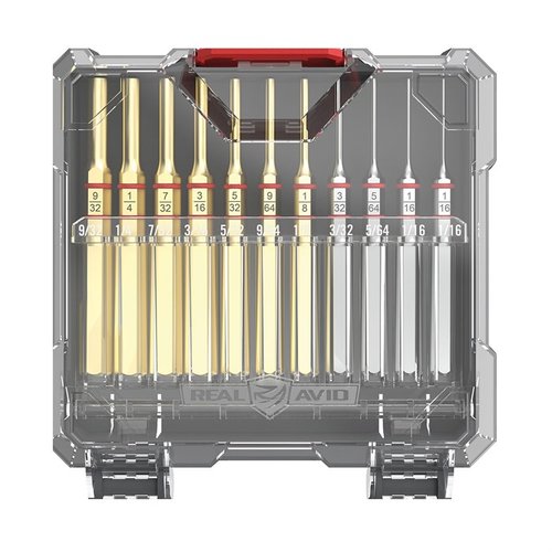 Das Accu-Punch 11-teilige Standard Brass & Steel Pin Punch Set bietet präzise Kontrolle und Langlebigkeit durch korrosionsbeständiges Material für deine Waffenarbeiten.