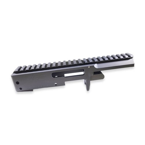 Der OPENTOP 11/22 Stripped Receiver aus CNC-bearbeitetem Aluminium ermöglicht eine einfache Demontage von Bolt, Extractor und firing pin, ohne den Trigger zu entfernen.