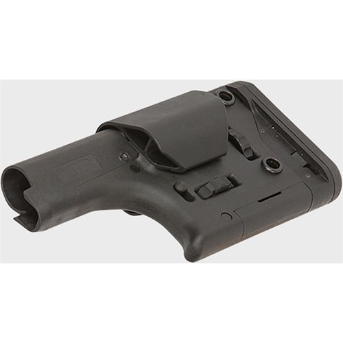 Der DESIGNATED MARKSMAN RIFLE (DMR) Buttstock bietet einfache, werkzeuglose Anpassungen für Höhe und Länge, perfekt für 5.56-Kaliber-Gewehre ohne Buffer Tube Wechsel.