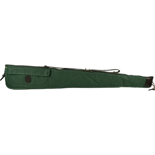 Die Bob Allen Canvas Shotgun Case bietet einen robusten, wasserabweisenden Canvas-Außenstoff, eine gepolsterte Innenauskleidung und einen praktischen Zubehörbeutel.