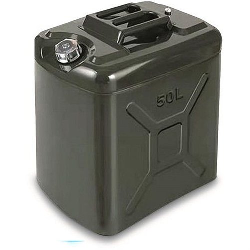 Halte extra Kraftstoff bereit mit dem Military Style Jerry Can. Spill-proof Deckel, innen emailliert und mit einem flexiblen Auslauf für einfaches Gießen.