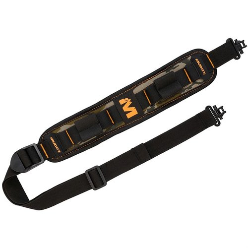 Die SUMMIT RIDGE ™FLEXIBLE COMFORT SLING™ bietet Komfort durch weiches Neopren, ein Anti-slip Gripper, verstellbare Länge und praktische Shell Holder für längere Jagden.
