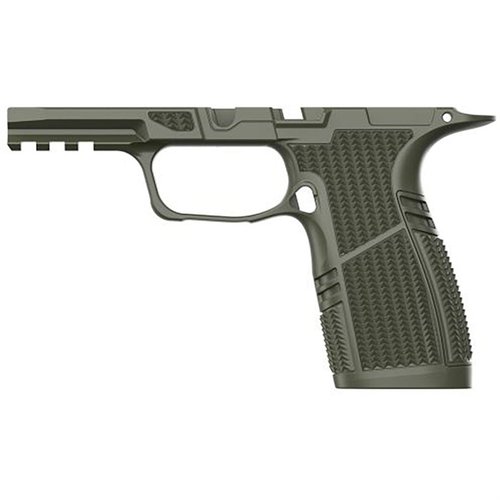 Das TYRANT CNC Grip-Modul für die SIG P365 X-Macro bietet ergonomische Verbesserungen, eine 1913 Picatinny-Schiene und eine fließende 17-Schuss Kapazität.