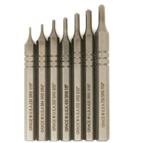 Das GRACE USA SHORT PIN PUNCH SET bietet präzise, langlebige Werkzeuge aus hochlegiertem Stahl mit hexagonalem Design für bessere Stabilität und kompakte Handhabung.