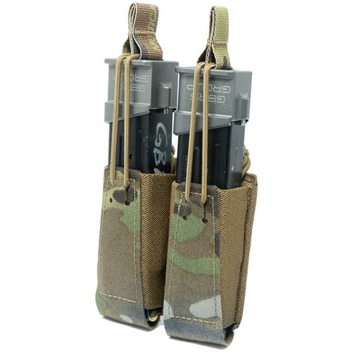 Die GBRS Group Double Pistol Magazine Pouch bietet MOLLE/BELT-Kompatibilität, abnehmbare Bungee-Retention und positive Halterung für einen schnellen Zugriff.
