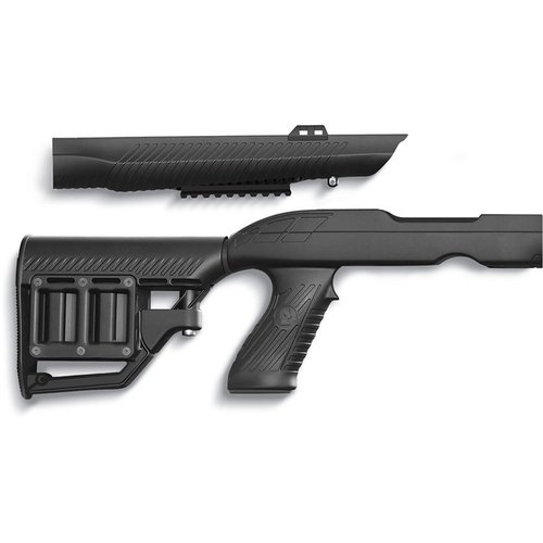 Der Tac-Hammer RM4 Takedown Stock für Ruger 10/22 bietet eine kompakte Bauweise, verstellbare Schulterstütze, integrierte Stowaway™-Schiene und Platz für zwei Magazine.