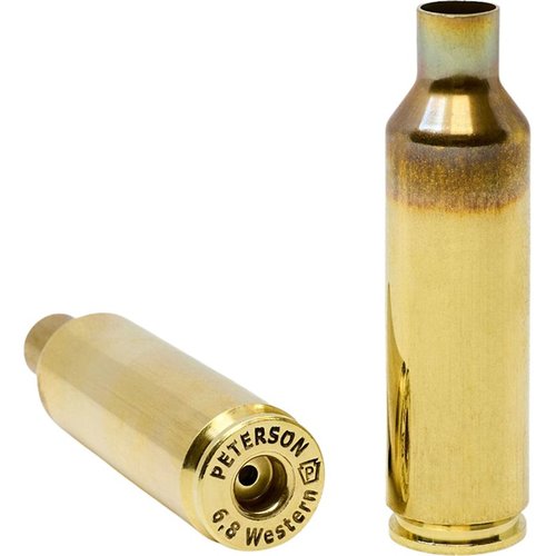 Die 6.8 Western Brass von Peterson bietet match-grade Präzision, hitzebehandeltes Material für hohe Festigkeit und gleichmäßige Zündlöcher für zuverlässige Zündung.