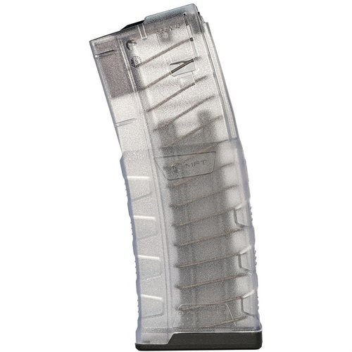 Das EXD Translucent 10/30 Magazin bietet eine robuste Polymer-Konstruktion, schnelle Munitionssicht, verstärkte Futterlippen und einen rutschfesten Griff.