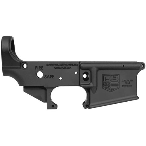 Der DIAMONDBACK DB15 Multi Caliber Stripped Lower Receiver aus hochwertigem 7075-T6 Aluminium bietet eine robuste Basis für AR-15 Builds und ist vielseitig einsetzbar.