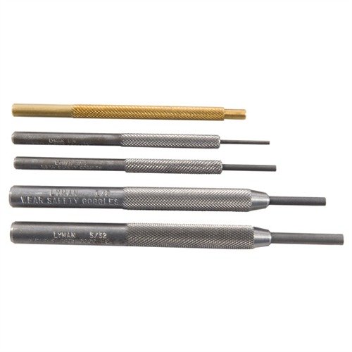 Das PISTOL PUNCH SET von LYMAN enthält fünf präzise gefertigte Stempel aus Stahl und Messing, die dir eine sichere Handhabung und maximalen Schutz für deine Pistole bieten.