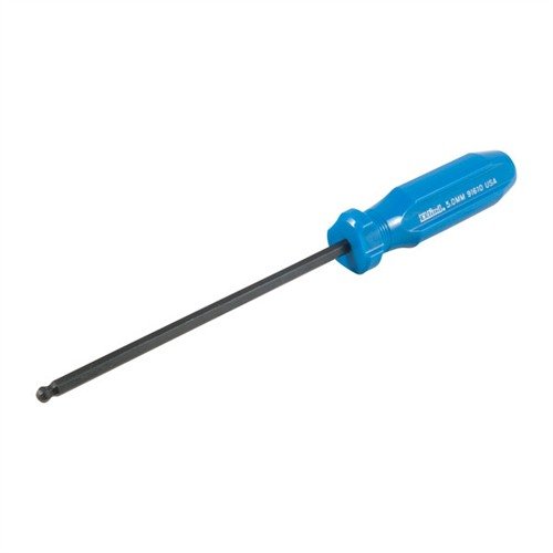 Der 5MM Ball End Hex Screwdriver von BROWNELLS bietet eine 5mm verlängerte Hex-Bit-Spitze, eine hitzebehandelte matte schwarze Stahlachse und einen roten Polymergriff für besten Grip.