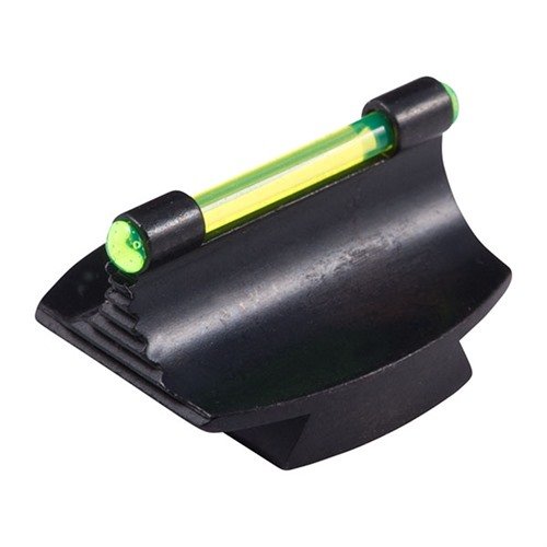 Entdecke die präzise gefertigten RIFLE FIBER OPTIC GLOW 37-W Vordersicht mit konturiertem Stahl, glänzender blauer Oberfläche und leuchtenden Optikstäben in Orange oder Grün.