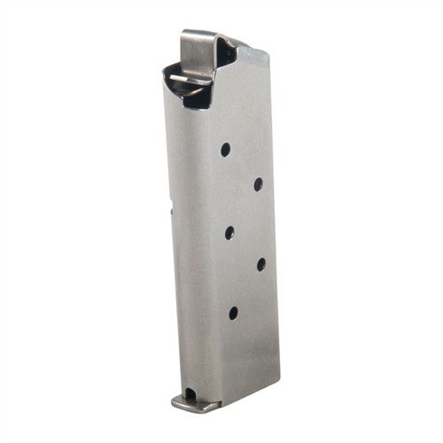 Die COLT MUSTANG 380ACP Magazine von Metalform sind aus gebürstetem Edelstahl, passen nur zur Colt Mustang und bieten eine robuste Bauweise mit 5 Sichtlöchern.