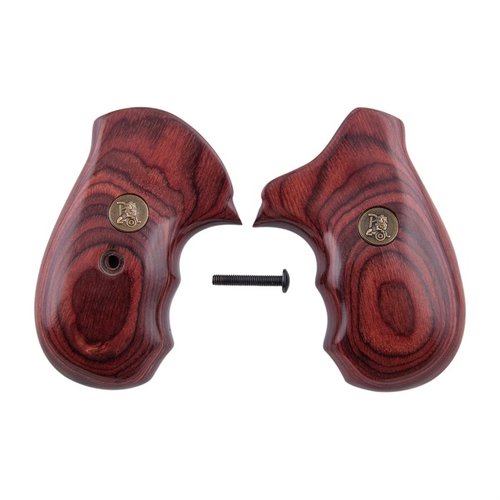 Die Pachmayr Renegade Wood Laminate Grips für S&W J Frame bieten besseren Halt, eine ansprechende Rosewood-Optik und sind ideal für Edelstahl- und Blau-Modelle.