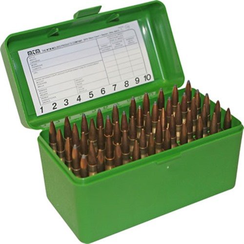 Die FLIP TOP RIFLE AMMO BOX von MTM CASE-GARD bietet unverwüstliche Polypropylen-Konstruktion, 25 Jahre Garantie auf den Mechanik-Scharnier und sicheren Snap-Lock-Verschluss.