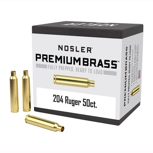 Die 204 RUGER BRASS CASE von NOSLER bietet präzise wiegeselektierte Hülsen, entgratete Zündlöcher und sorgfältige Halsbearbeitung für optimale Handladergebnisse.