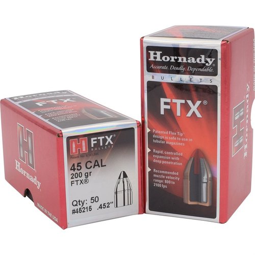 Die Hornady® FTX® .45 Kaliber Geschosse bieten präzise Leistung, sofortige Expansion und maximale Gewichtserhaltung für tiefes Eindringen – ideal für deine Handfeuerwaffe.