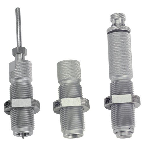 Das Hornady 3-Die Set für 38 Special/357 Magnum bietet eine vollwertige Größenverstellung, einen einstellbaren Fallmund-Expander und eine präzise Geschosssetzvorrichtung.
