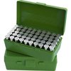 Die FLIP TOP PISTOL AMMO BOX von MTM CASE-GARD bietet eine robuste, stapelbare Aufbewahrung für 50 Patronen, ideal für das Schießen und Reloads.
