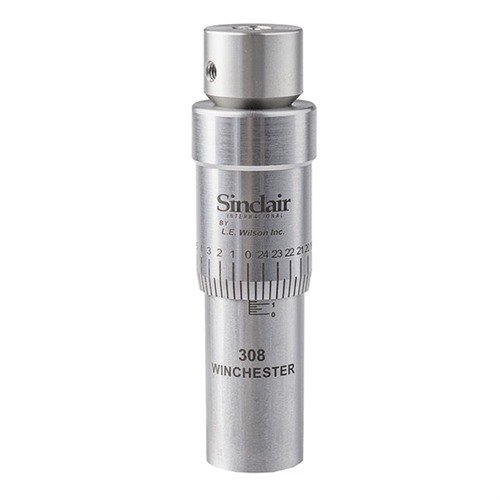 Der Sinclair/L.E. Wilson Micro-Adjust Bullet Seater ermöglicht präzise Anpassungen der Sitztiefe in .0005"-Schritten für optimale Leistung und Qualität.