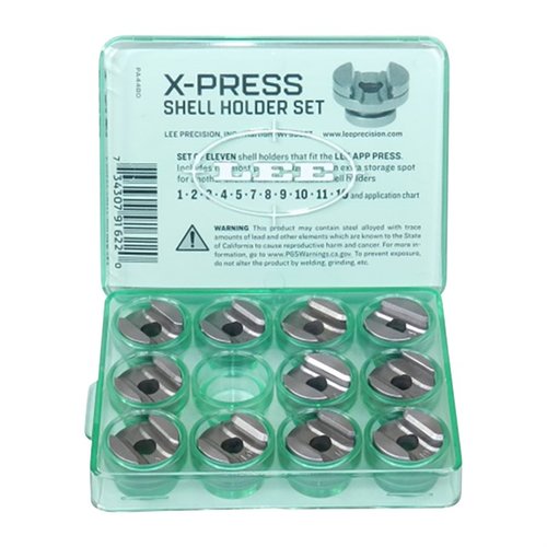 Das X-PRESS SHELLHOLDER SET von LEE PRECISION bietet dir 11 der beliebtesten Shell Holder für die App Press, kompatibel mit über 115 verschiedenen Patronen.