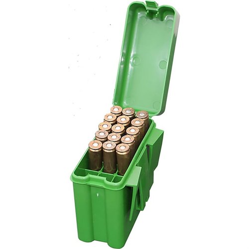 Mit der BELT STYLE RIFLE AMMO BOX hast du 20 Patronen schnell griffbereit. Die spezielle Konstruktion schützt die Geschossspitzen und verhindert Staub und Feuchtigkeit.