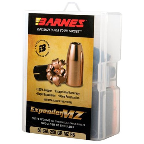 Die BARNES EXPANDER MZ 50 CAL Kugeln bieten 100% Kupfer, außergewöhnliche Genauigkeit, doppelte Durchmesser-Expansion und volle Gewichtserhaltung für tödliche Treffer.