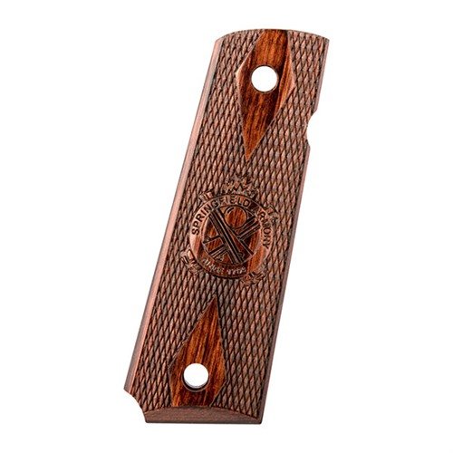 Die Cocobolo Checkered Cross Cannon Griffe für die Springfield 1911 bieten einen perfekten Halt und eine elegante Optik mit einem gefrästen Mag Well. Ideal für deinen 1911!