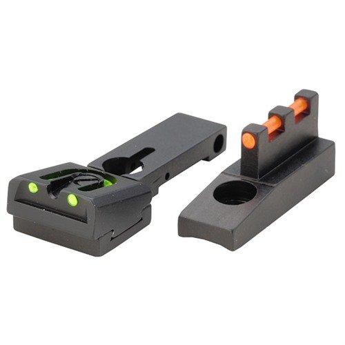Die Browning Buckmark Fire Sight Fiber Optic Sight Set bietet eine hervorragende Sichtbarkeit durch Lichtaufnahme, mit einem 3-Punkt-Zielbild und verstellbarem Design.