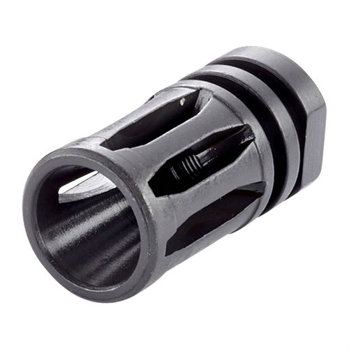Der Wilson Combat GI A2 Birdcage Flash Hider bietet eine mil-spec Verarbeitung mit schwarzer Phosphatbeschichtung und passt auf AR-Stil Gewinde mit 1/2 in. x 28 TPI.
