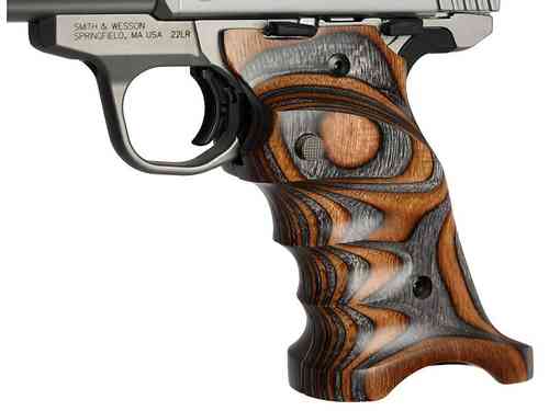 Die Laminated Grips für SW22 bieten ergonomischen Halt mit Daumenauflage und Fingerrillen, CNC-gefräst aus Schichtholz für mehr Komfort und Kontrolle.