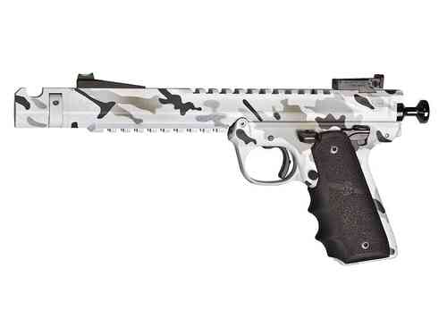 Die Arctic Camo Black Mamba vereint die Präzision der Scorpion 22 LR mit der Ruger MK IV Takedown-Funktion, ideal für Plinking und Wettkämpfe.