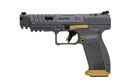 Die Canik TP9 SFx Rival in Grau bietet dir eine präzise 5''-Lauf, Polymer-Konstruktion und ein herausragendes 9mm-Schießerlebnis für Wettkämpfe und Freizeit.